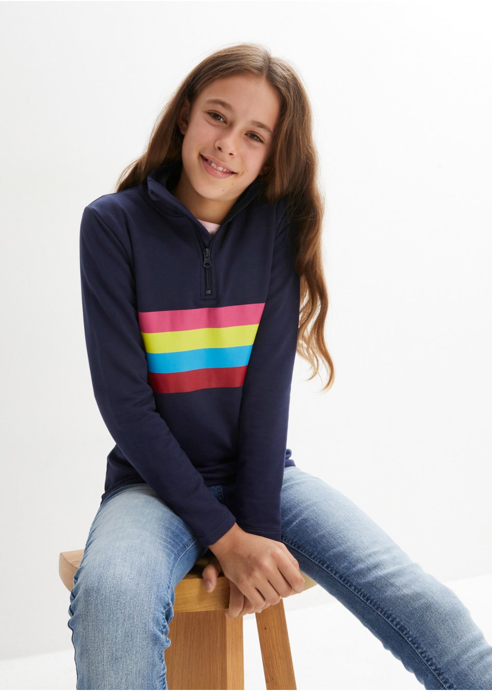 T-shirt thermo manches longues fille avec col montant