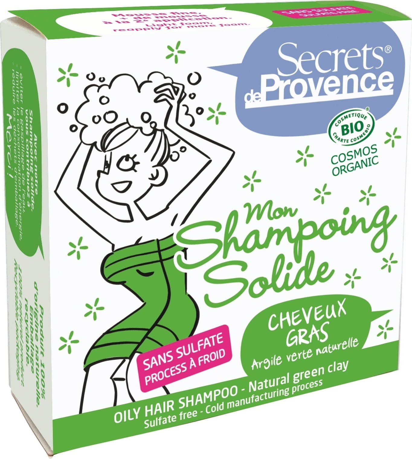 Secrets de Provence  Festes Shampoo für fettiges Haar, 85 g