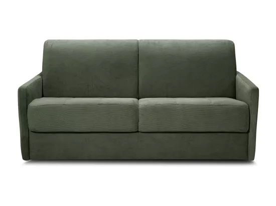Canapé convertible 3 places en velours fines côtes vert - Ouverture express - Couchage quotidien - Matelas HD 140 x 190 - Sienne