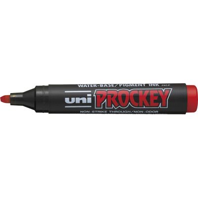 UNI PROCKEY PM - Marqueur permanent - pointe biseau - rouge