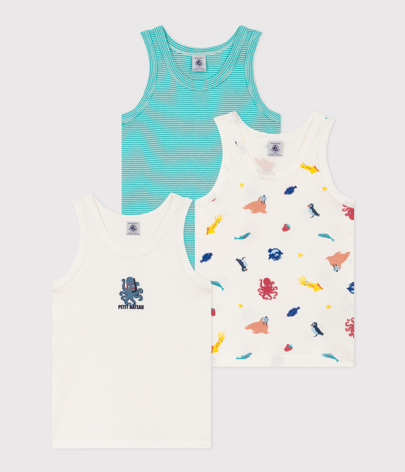 Lot de 3 débardeurs en coton petit garçon