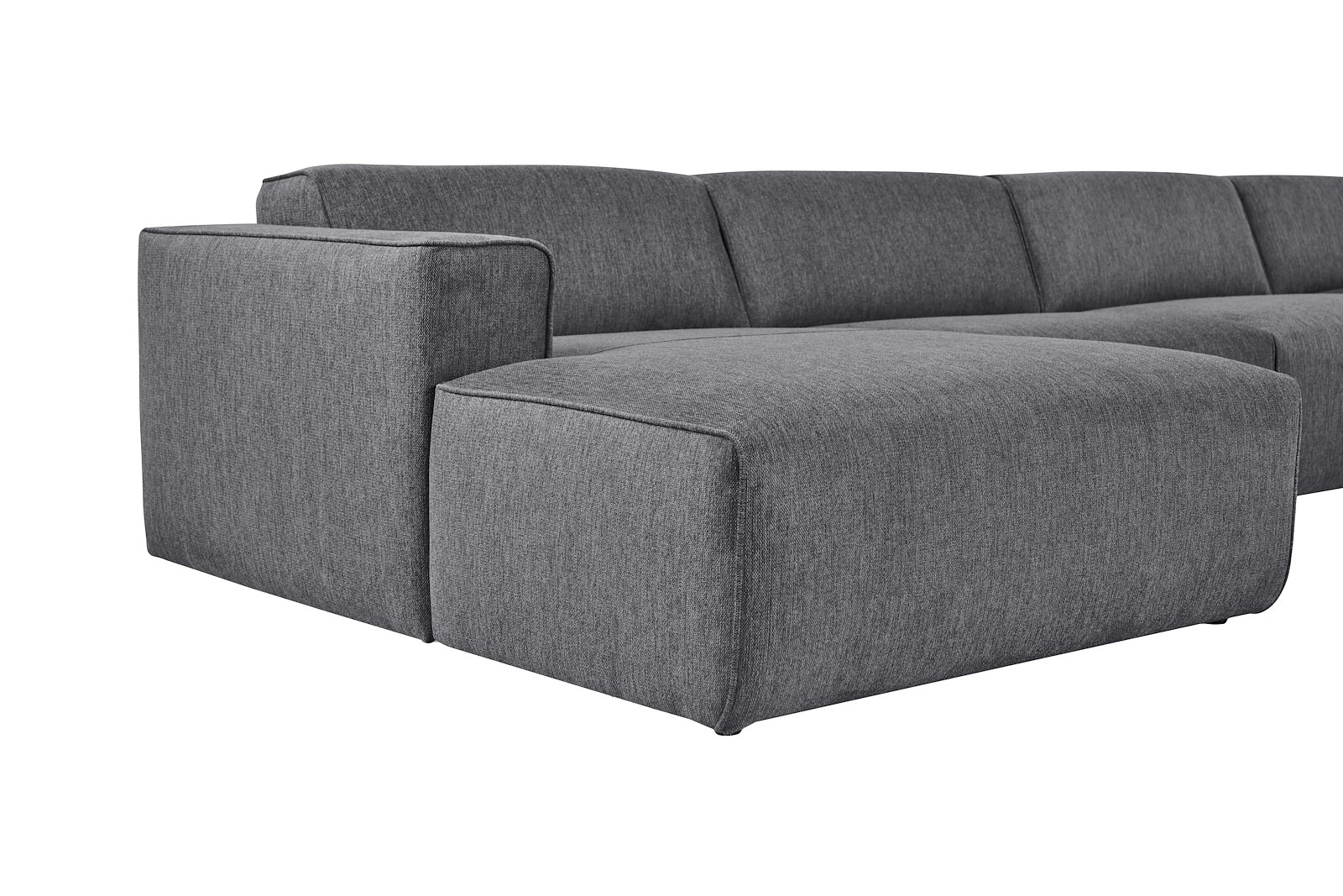 Enjoy U-sofa oppsett Sjeselong venstre liten , 2-seter, hjørne, åpen ende høyre liten i tekstil Brego 18 antrasitt med sorte ben