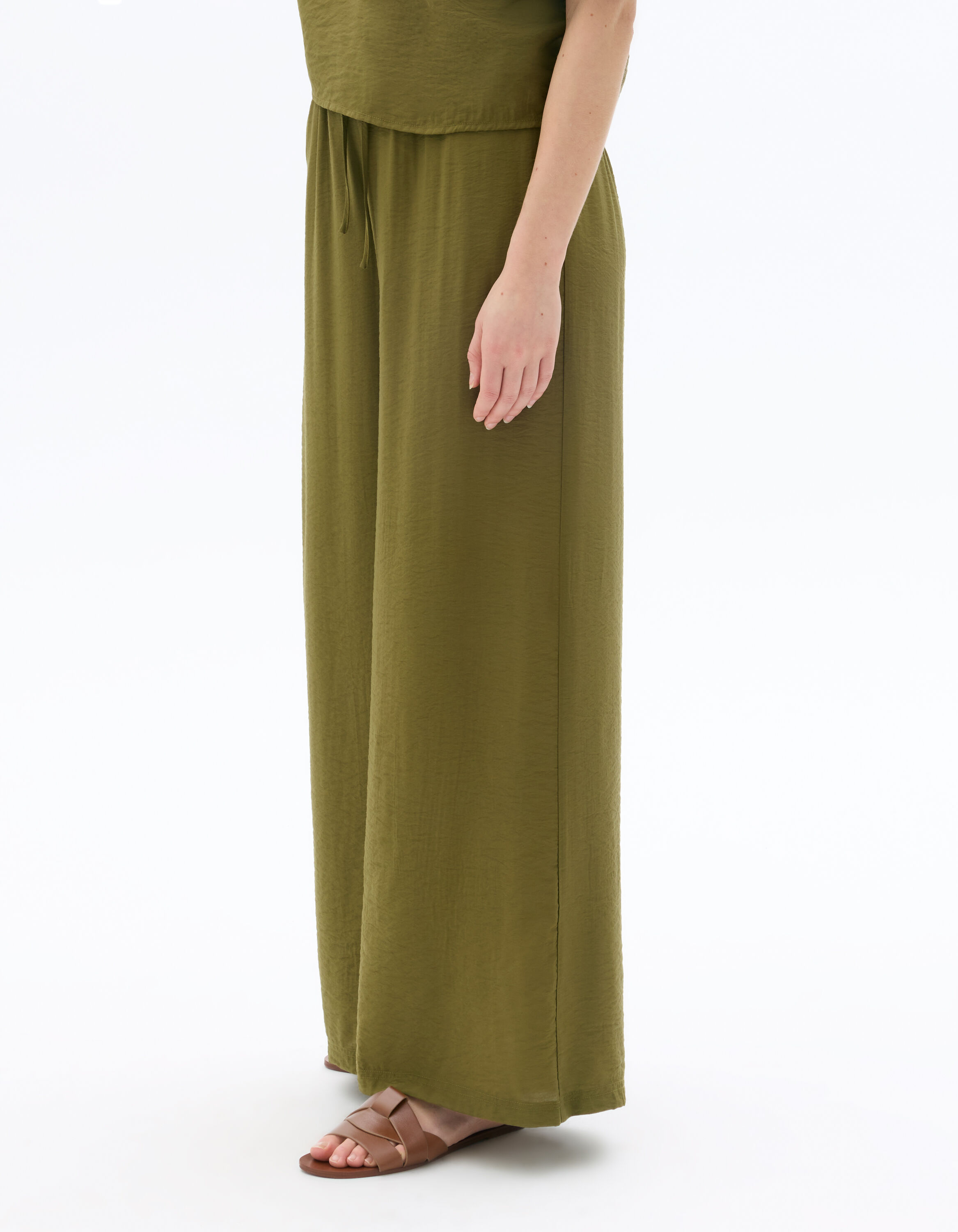 Pantalon fluide large - kaki