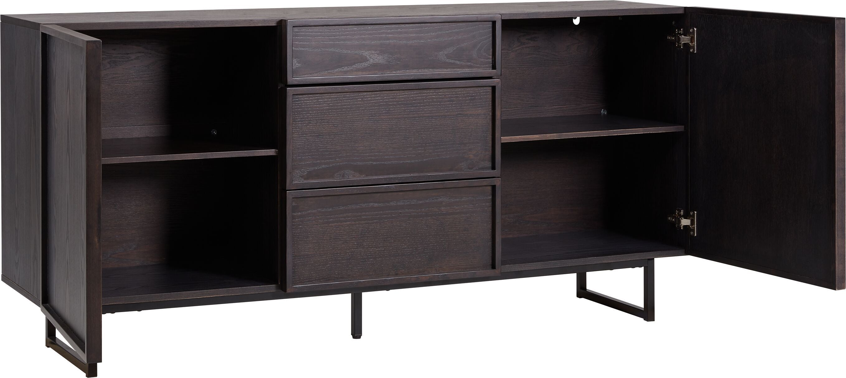 FILO Sideboard dunkle Esche 160x40x75cm - Dunkelbraun / B: 160.0 cm x T: 40.0 cm x H: 75.0 cm