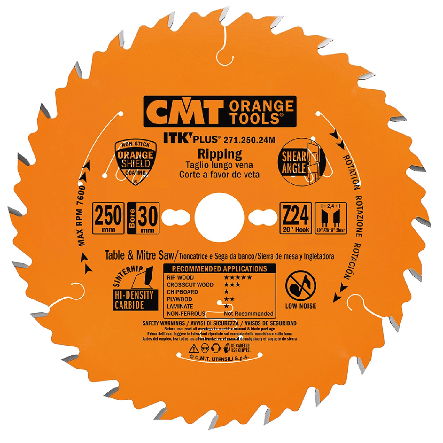 CMT 271.250.24M Ultra ITK Plus Cirkelzaagblad - 250 x 30 x 24T - Hout/Multiplex