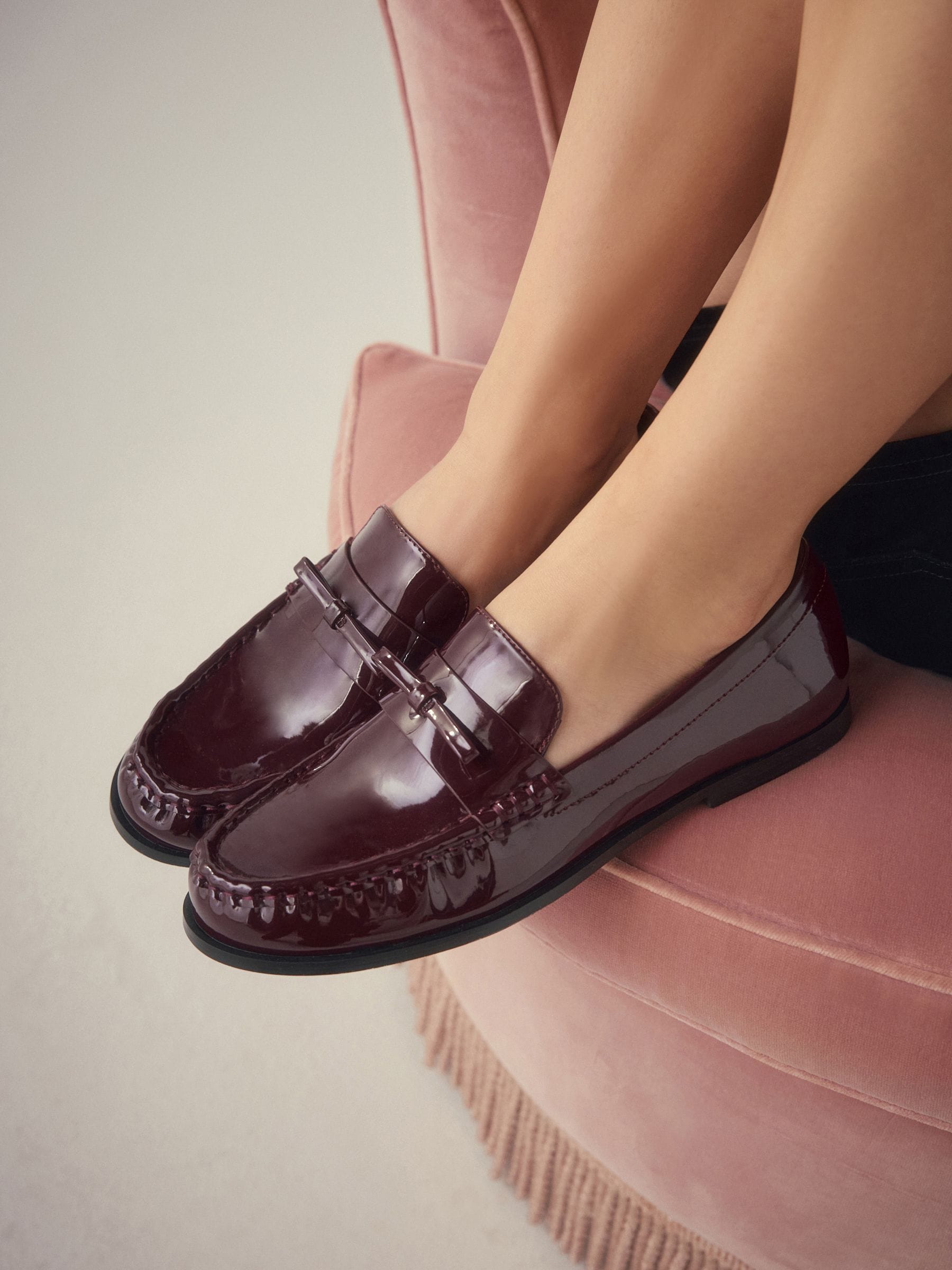 Bordeauxrood - Forever Comfort® Bow Detail Ruched Toe Loafers