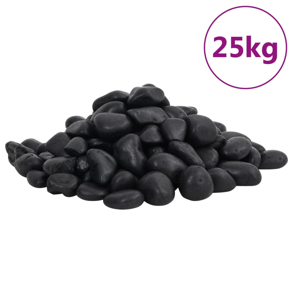 vidaXL Pedras pretas polidas 10 kg 2-5 cm