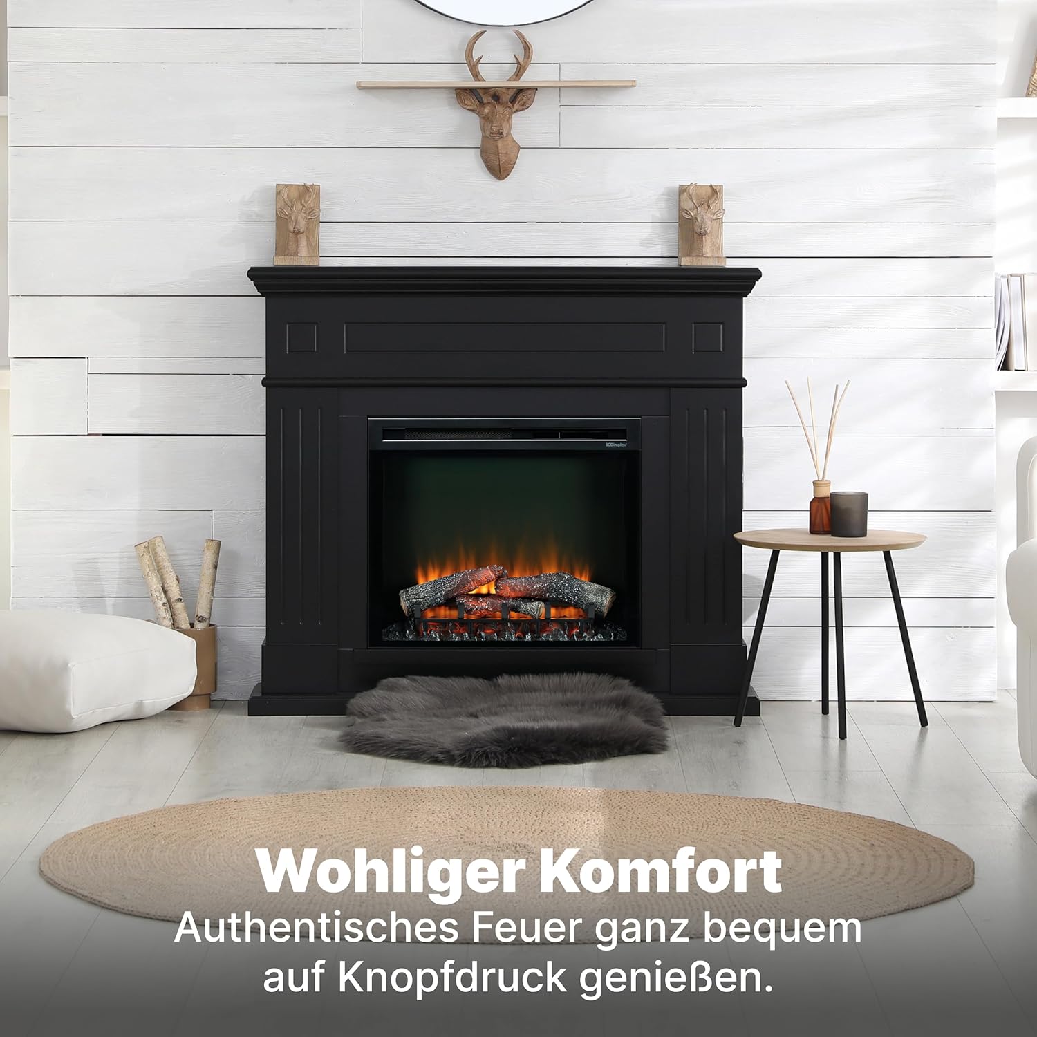 Dimplex XHD 23'' Elektrokamin Einsatz - Wandkamin - Elektrokamin mit Heizung - 1400W - Kamineinsatz Elektrisch mit LED Optiflame Flammeneffekt - Zuschaltbare Heizung - Mit Fernbedienung