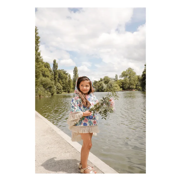 Louise Misha Poncho de bain Mael en coton bio | Bleu azur
