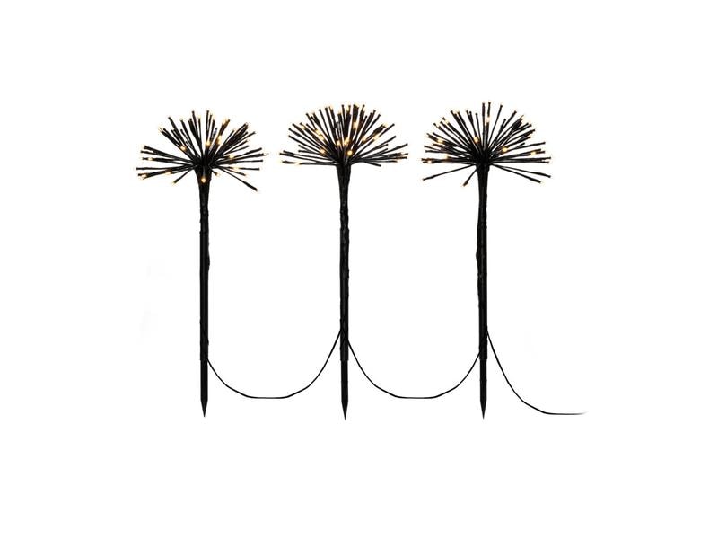 Konstsmide LED Spiessleuchte, 50 cm, Schwarz, 3er Set Pusteblumen mit Erdspiessen