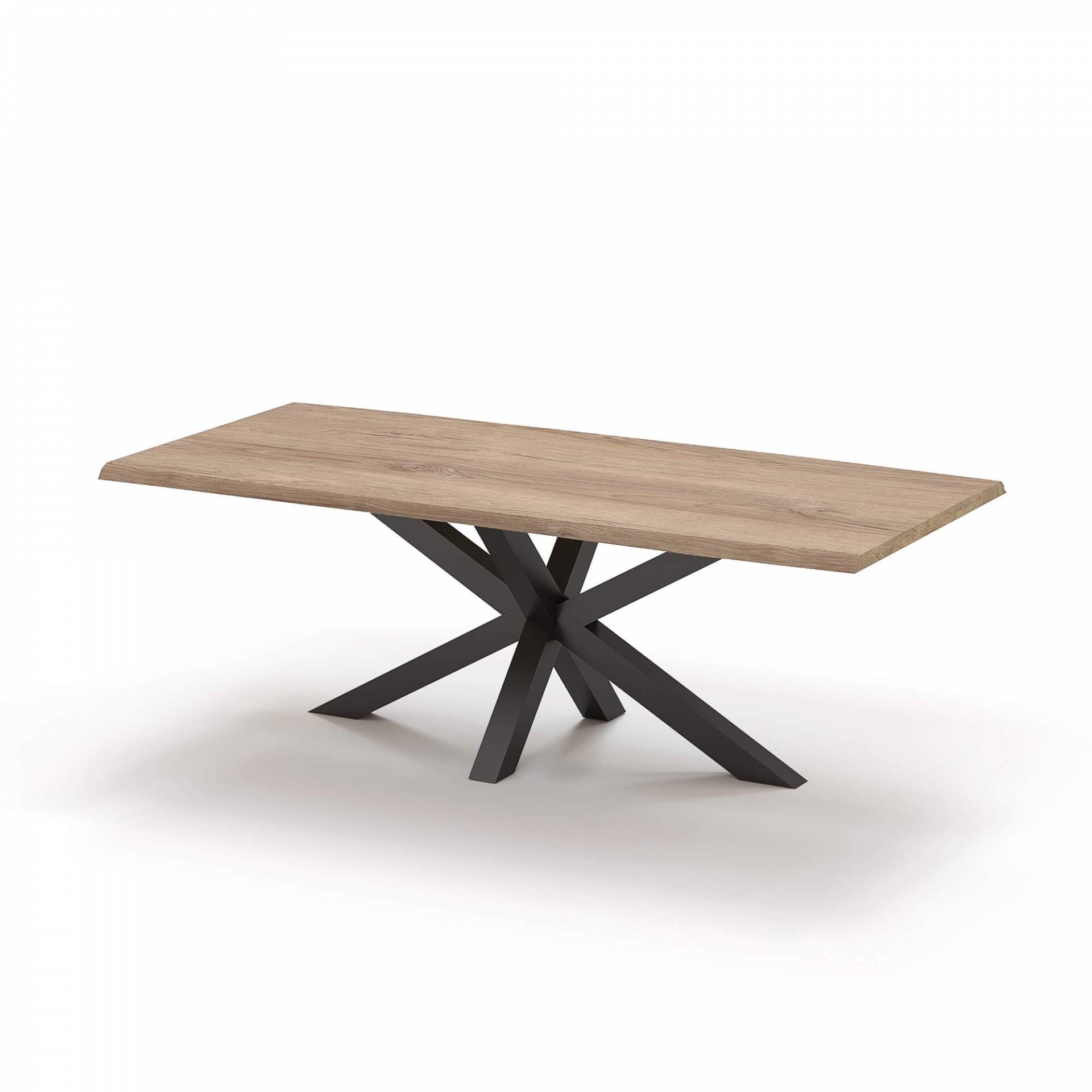 holz4home® Massivholz Tischplatte aus Eiche mit Baumkante und Aufdopplung am Rand | 180 x 100 cm