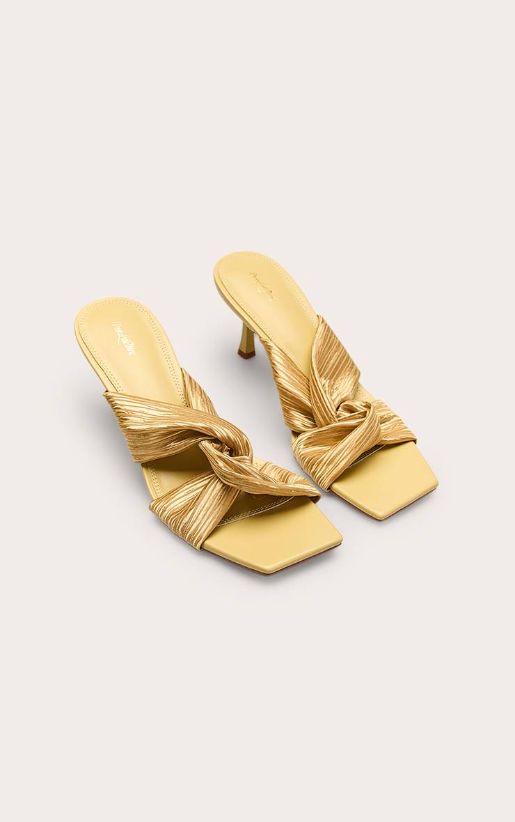 Chartreuse Mules À Talon Chaton Avec Détail Torsadé Plissé