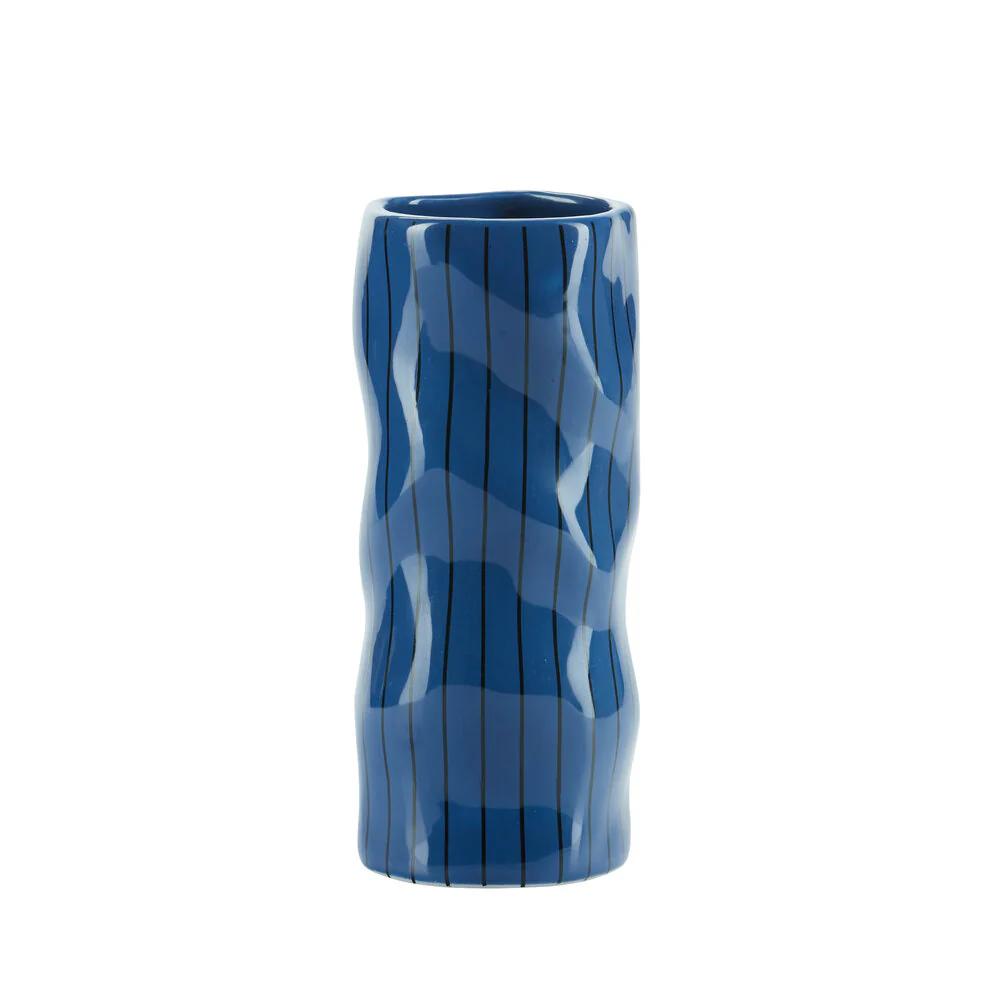 Bahne Interior  Slank vase med striber, blå - H20,5 cm.