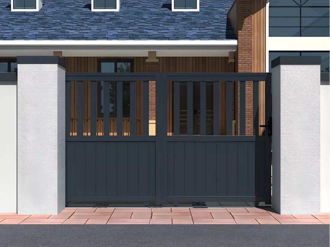 Portail électrique coulissant aluminium ajouré L401 x H149 cm anthracite TARNOS II