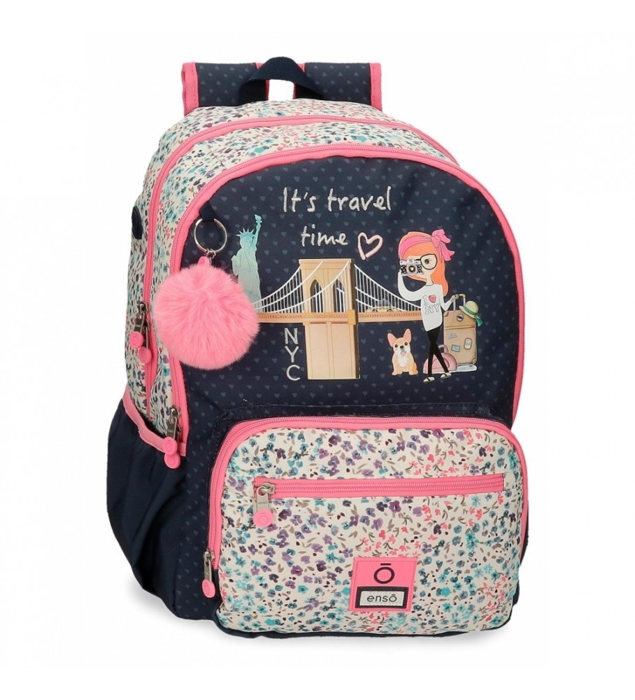 Mochila Enso Travel Time com dois compartimentos, cor azul marinho