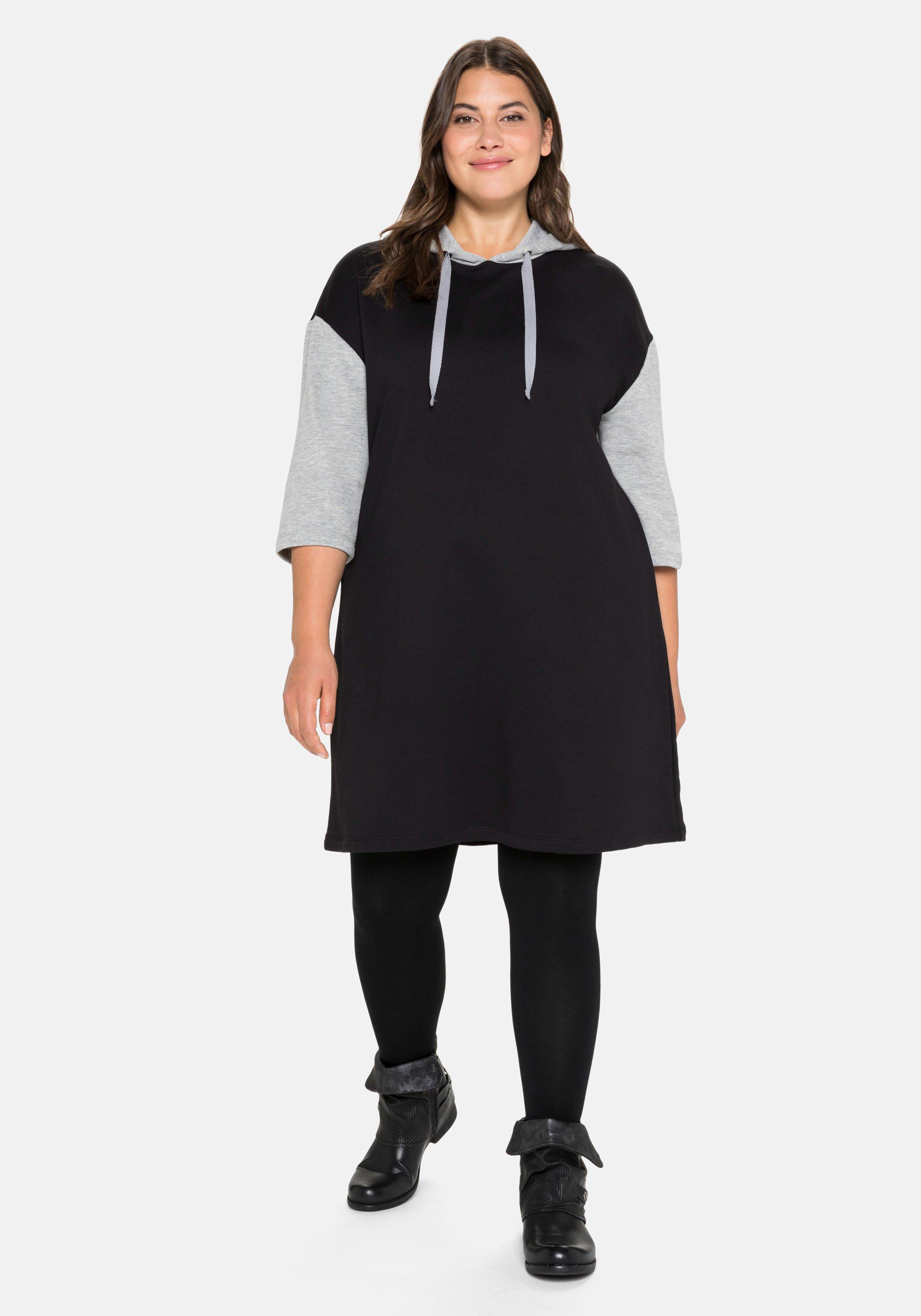 Sweatkleid mit Kapuze und Kontrastdetails