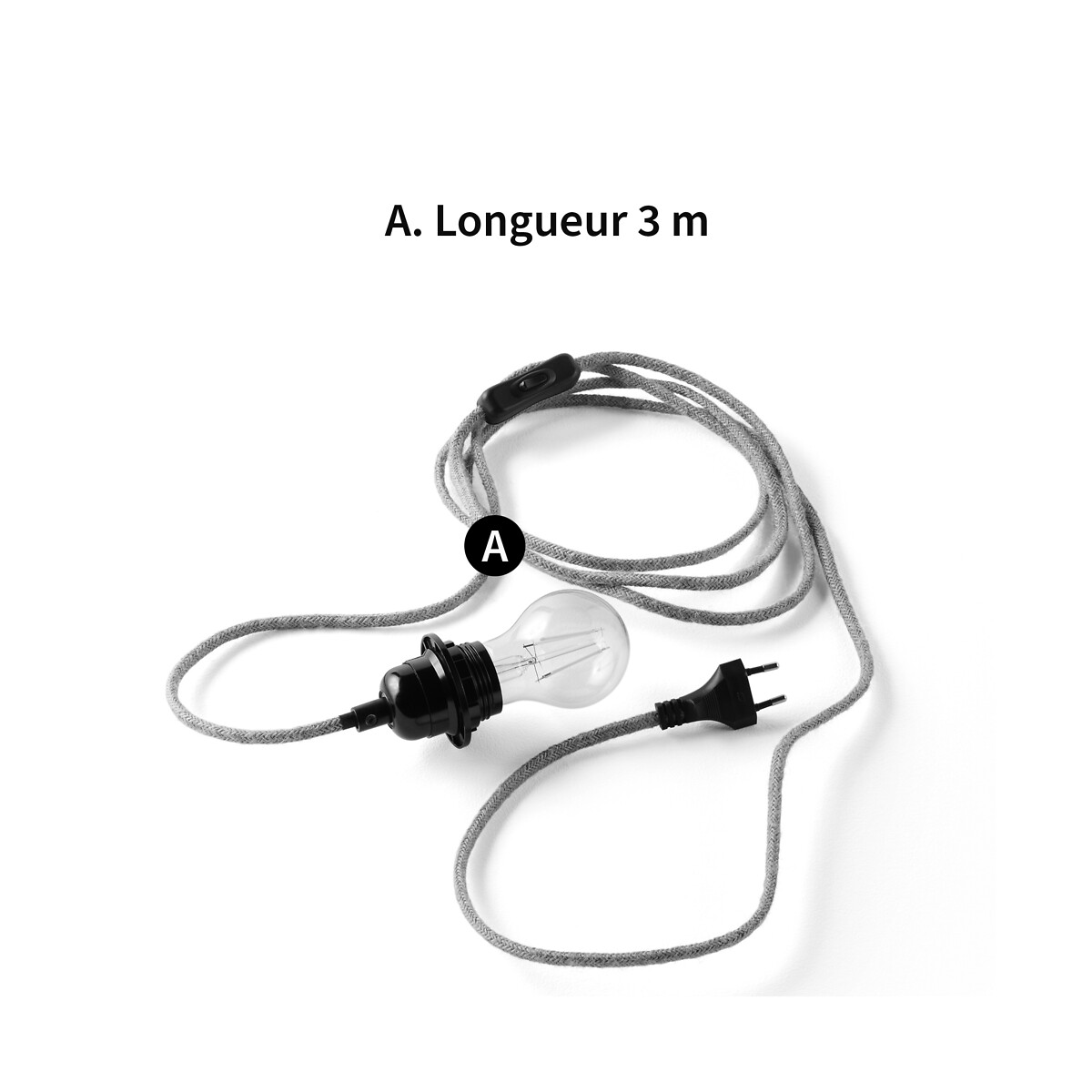 LA REDOUTE INTERIEURS<br>Cabo elétrico para luminária de parede E27, Baulind