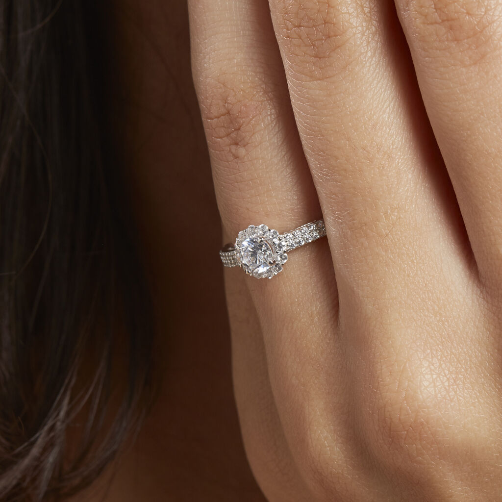 Bague Solitaire Fathima Or Blanc Oxyde De Zirconium