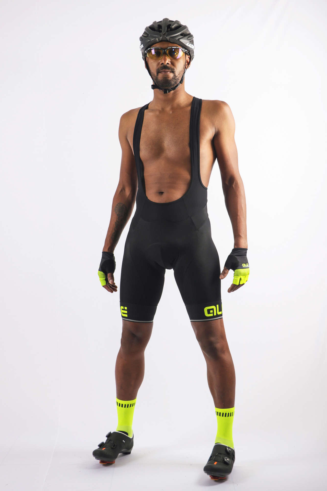 Ale Solid Corsa Fietsbroek Kort Zwart/Geel Heren