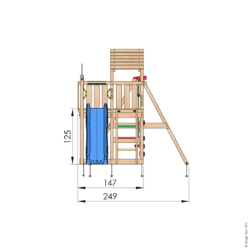 Speeltoestel Jungle Gym Safari douglas met glijbaan blauw en 2-schommel module