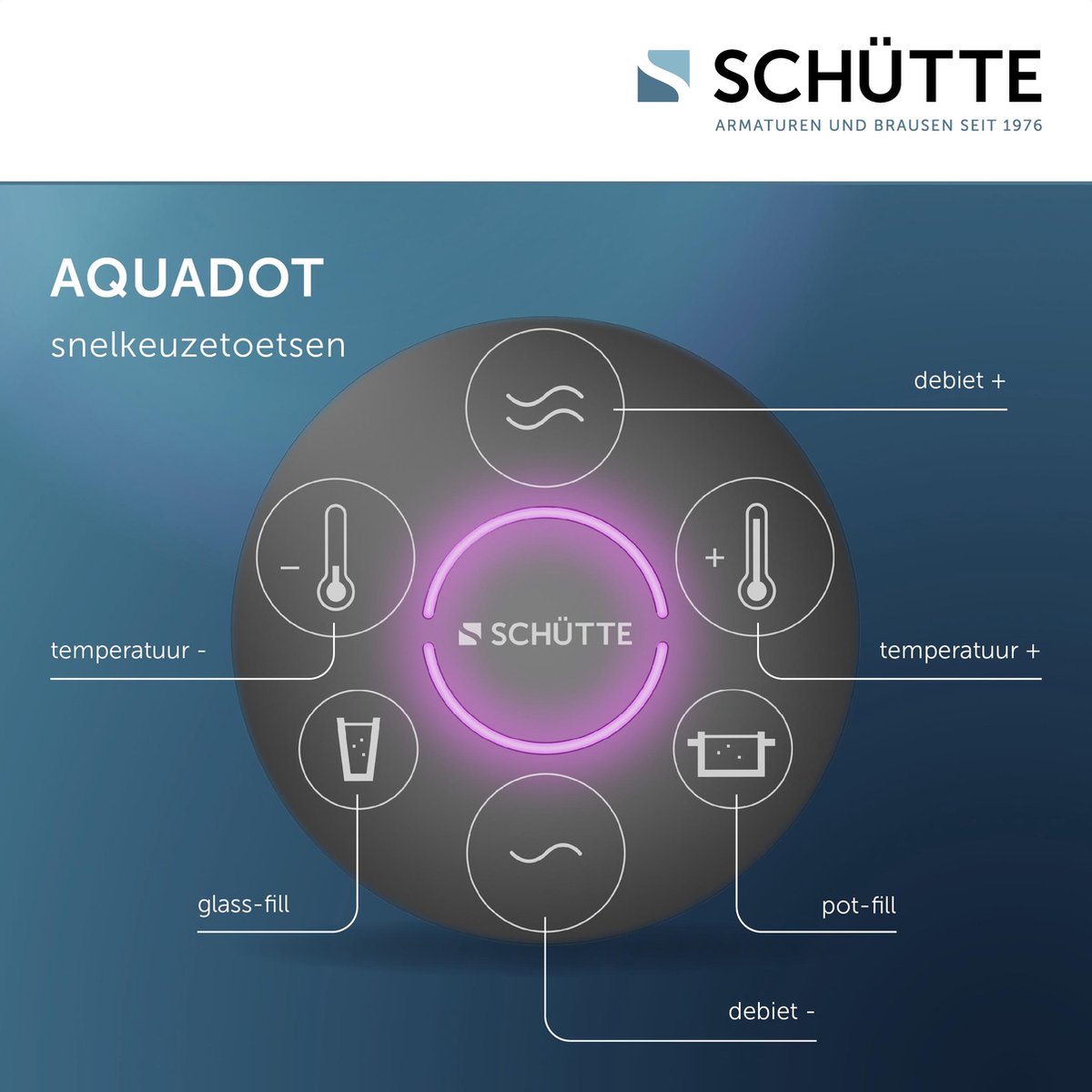 Schutte Aquadot digitale keukenkraan met smart control zwart mat