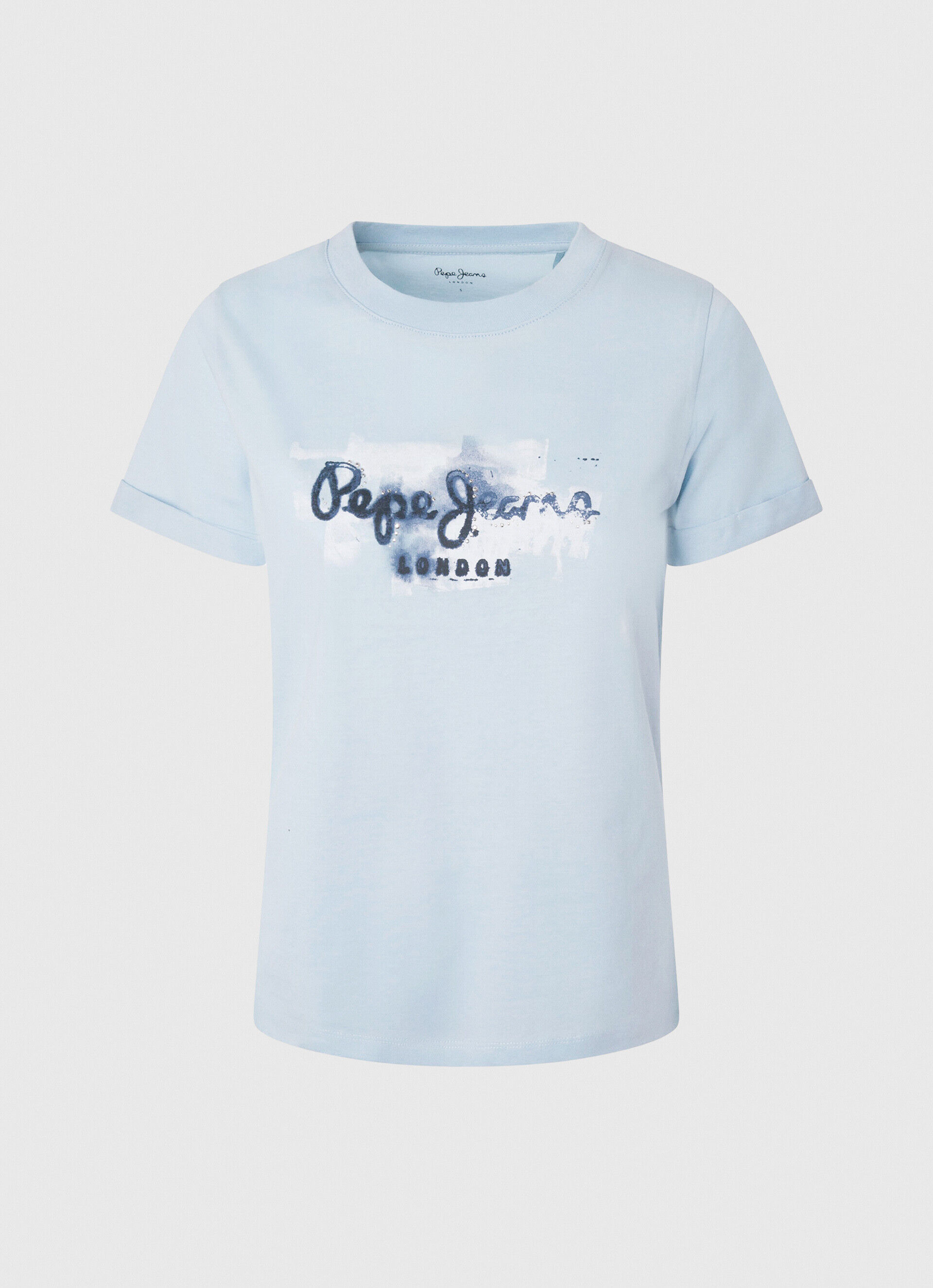 Camiseta de algodão com logo em degradê - azul-marinho