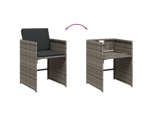 VIDAXL - Ensemble table et chaises Ensemble à manger de jardin 5 pcs coussins gris résine tress...