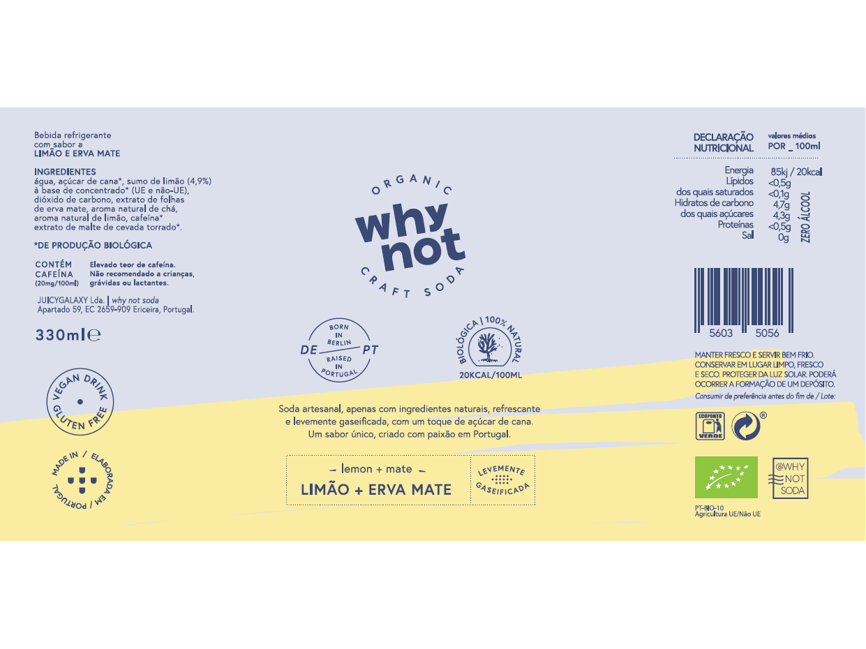 CRAFT SODA WHY NOT LIMÃO E MATE BIO 33CL