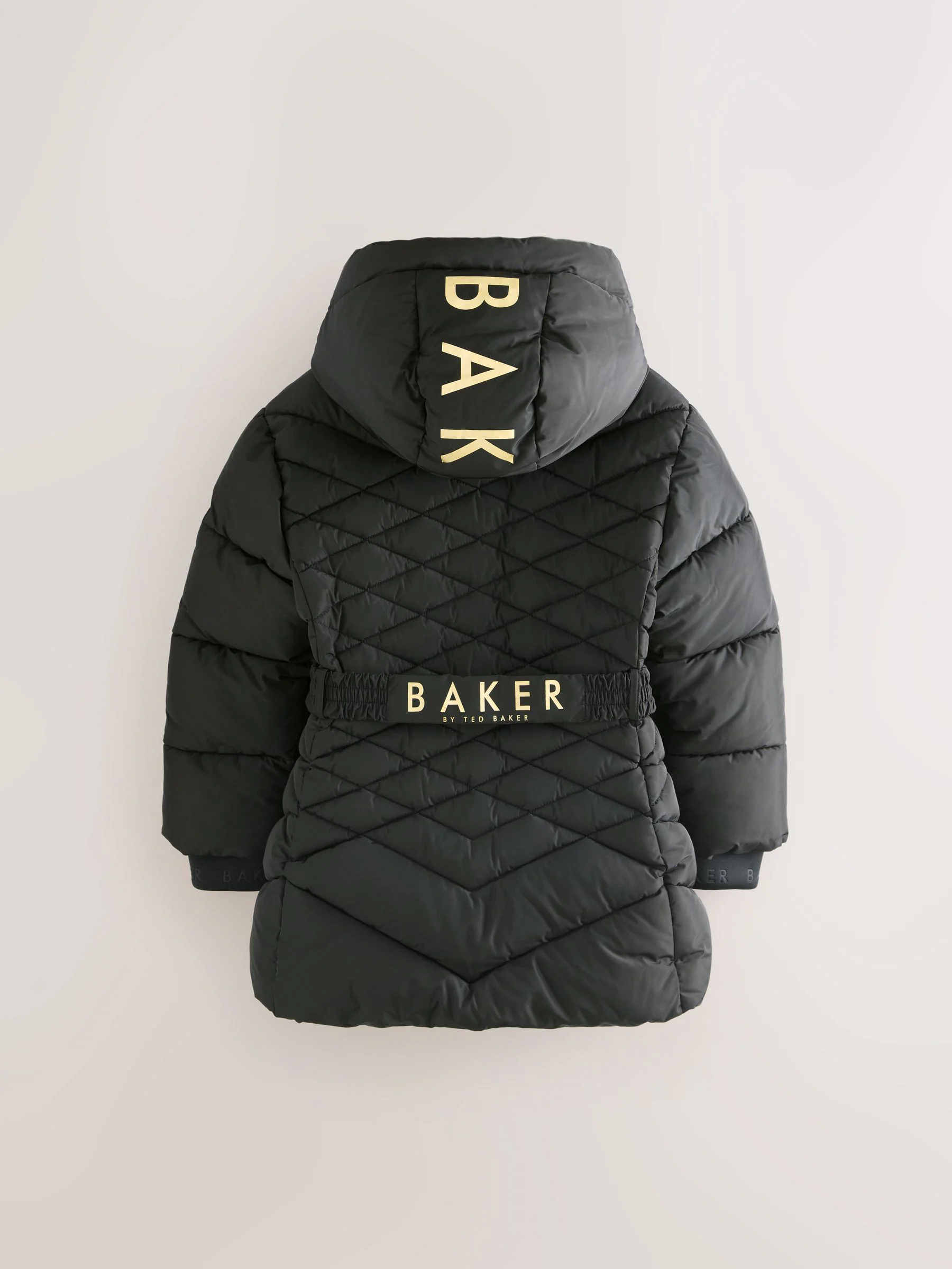 Zwart - Baker by Ted Baker - Regenbestendige halfzware gevoerde jas met ceintuur