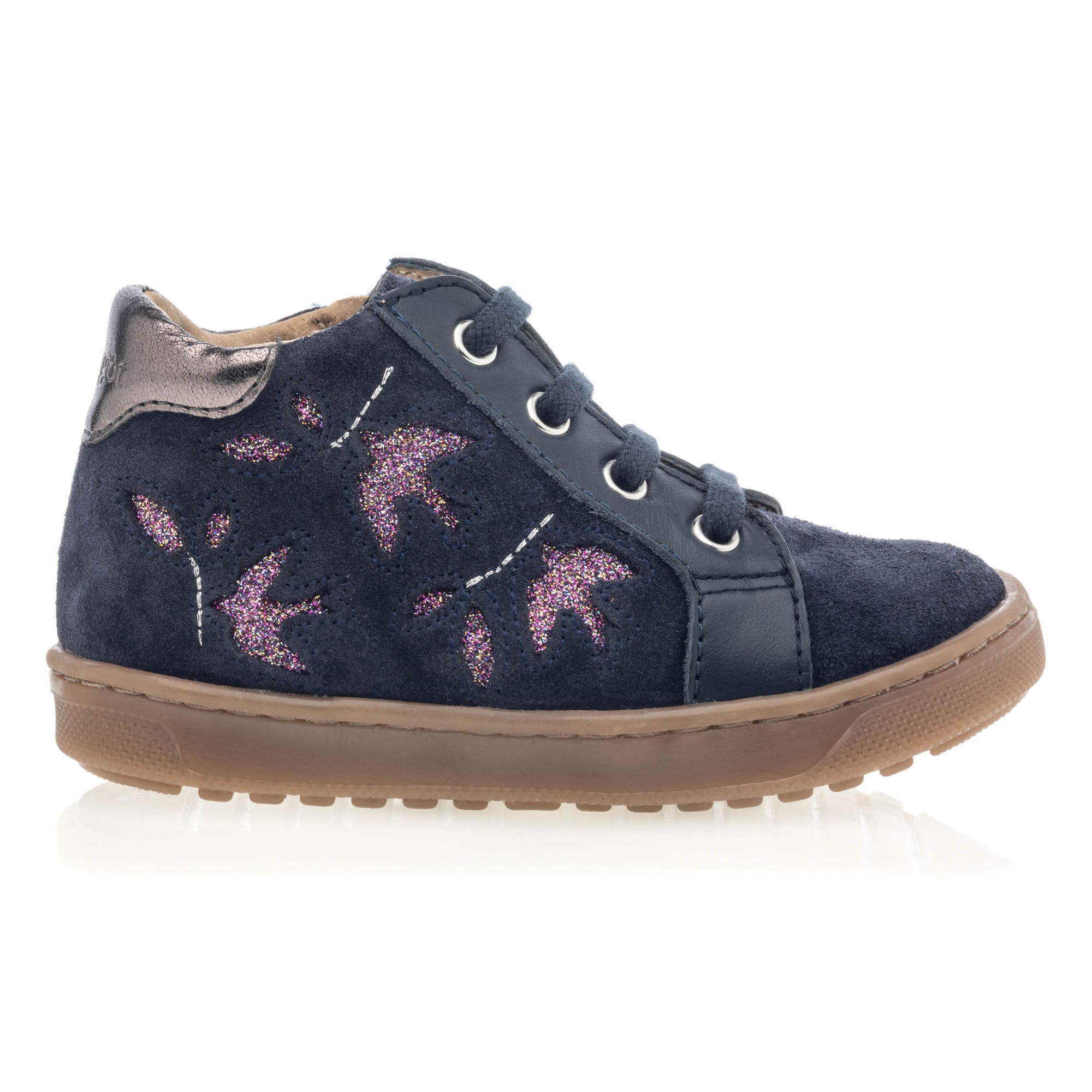 Baskets hautes Bébé fille en cuir bleu marine