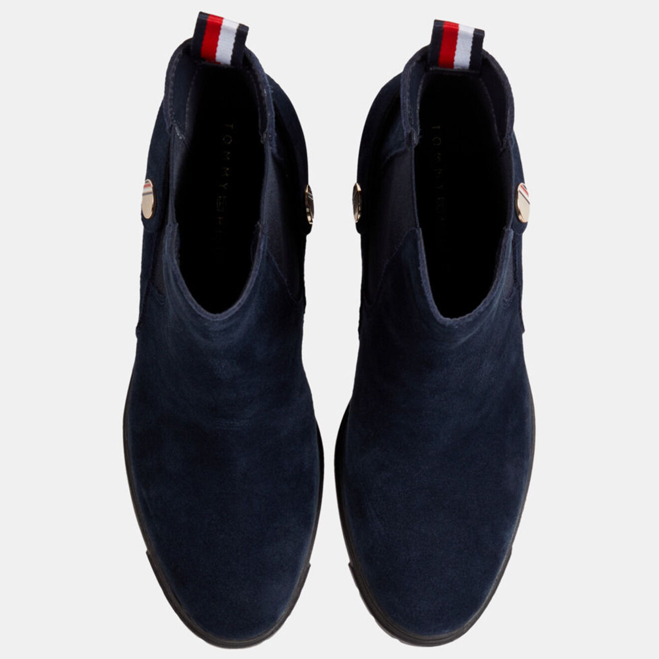Tommy Hilfiger Chelsea boots en Velours de Cuir Bijoux bleu marine - Talon 8 cm