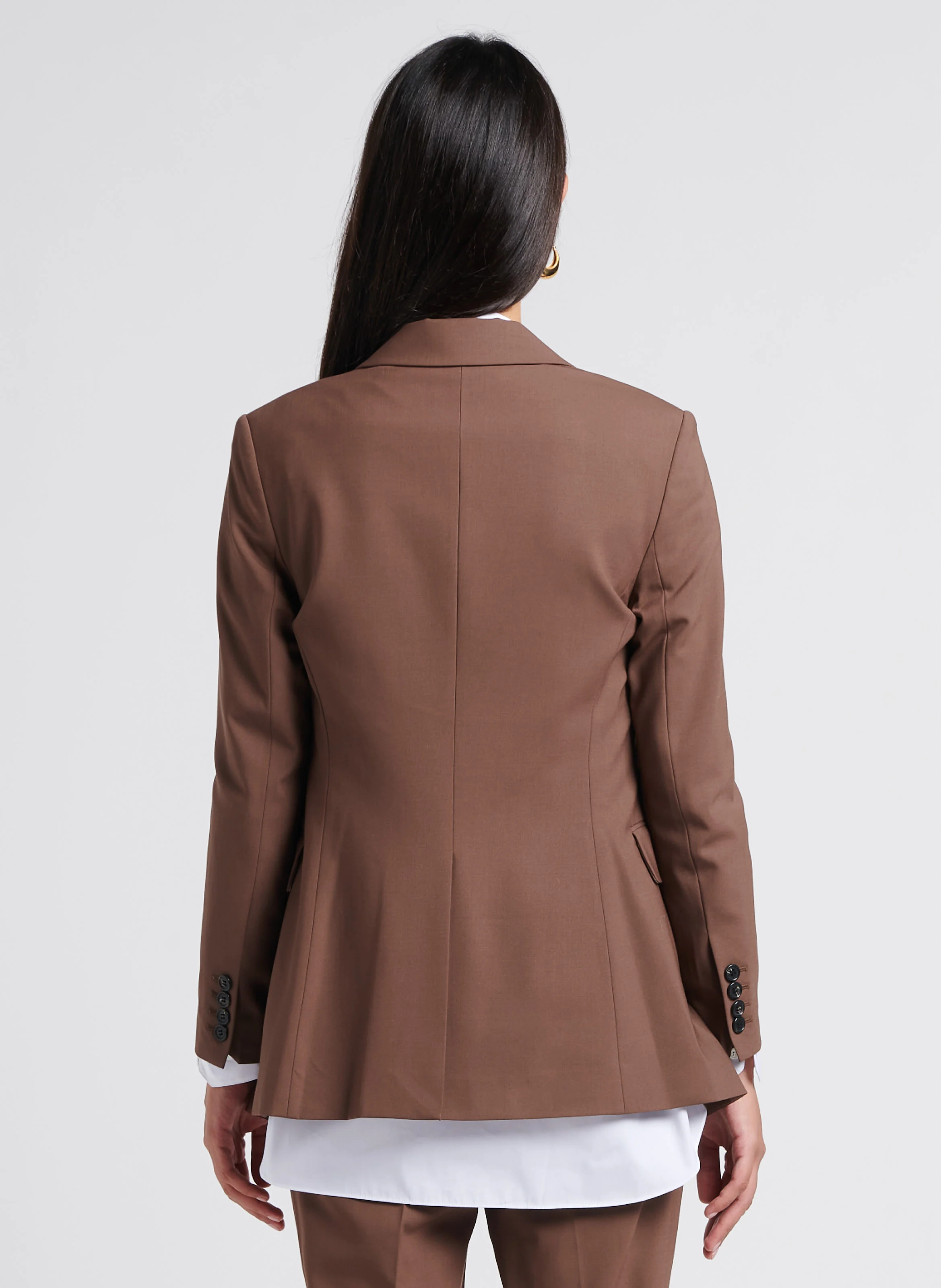 Blazer col tailleur en laine | Marron