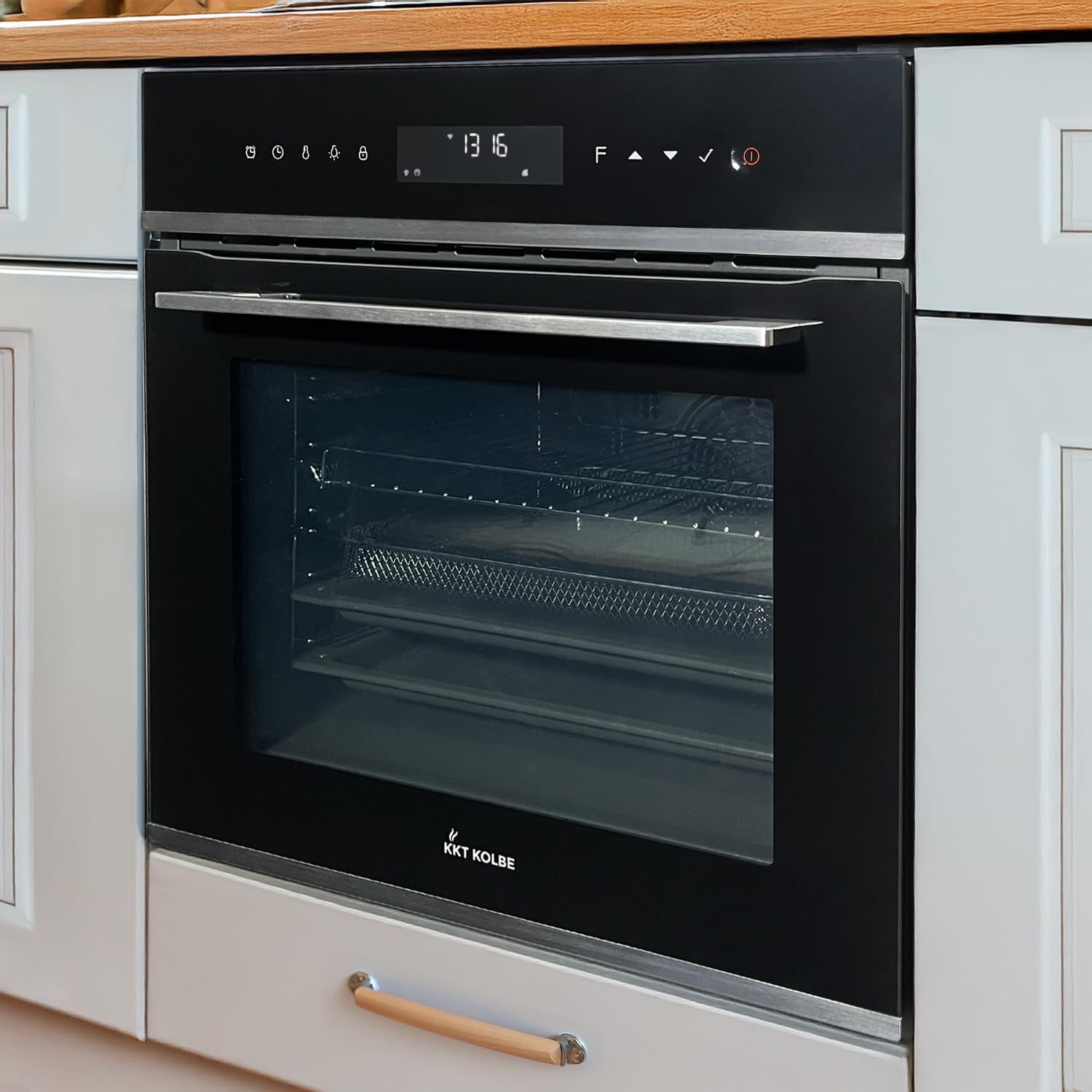 KKT KOLBE Backofen mit Bratenthermometer | 70L | 60cm | 2,8kW | Pizzafunktion | Grill | Umluft | Heißluft | Pyrolyse | Abschalt-Timer | Wärmeschutzverglasung | Air Fry Gitterrost | EB8319PHC