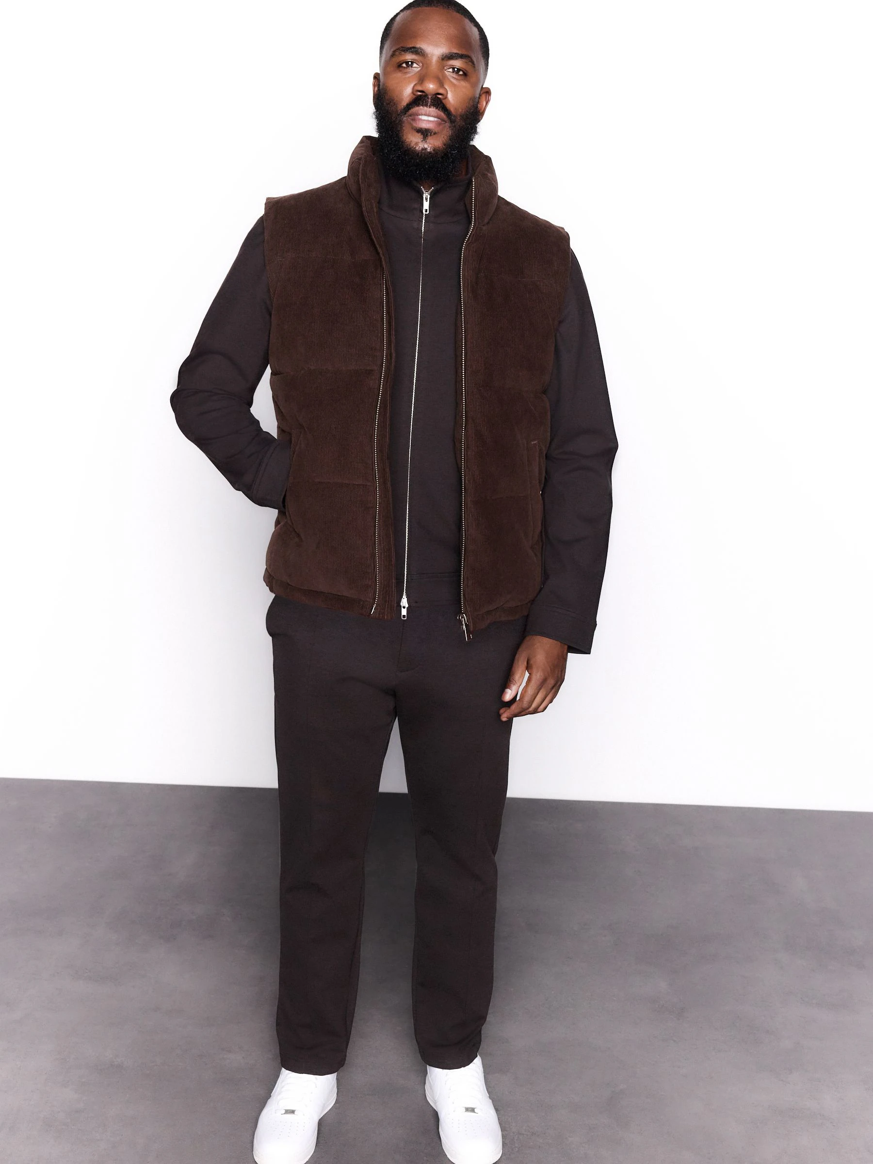 Bruin - Corduroy gewatteerde bodywarmer