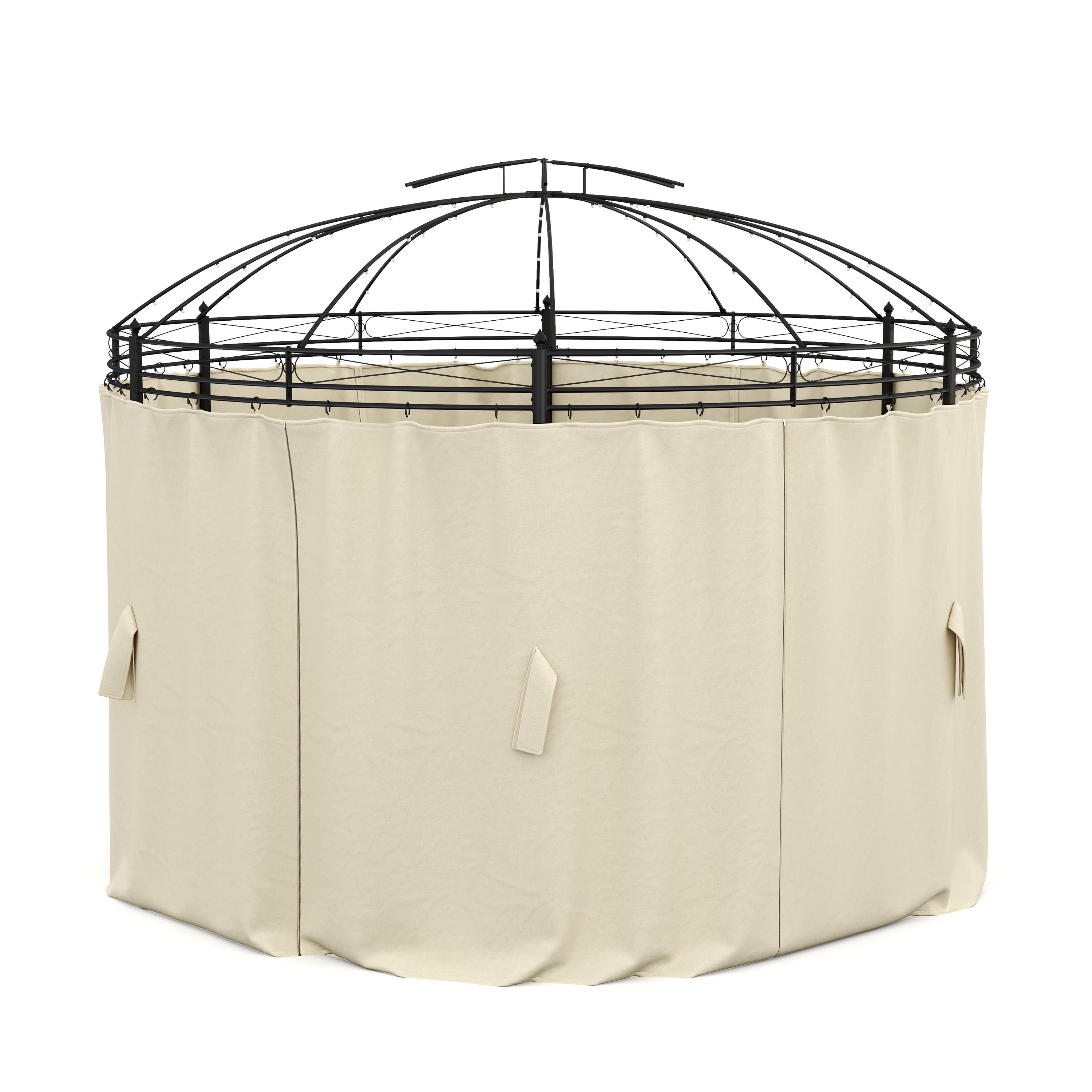 Seitenwände Gartenpavillon LED ROYAL rund beige