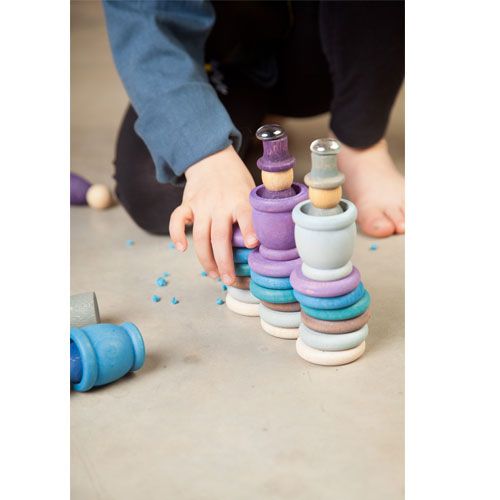 Grapat houten nins® poppetjes met ringen en schijfjes - winter 16-164