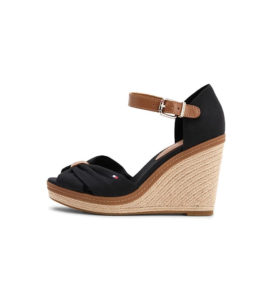 Sandálias espadrille Tommy Hilfiger Iconic em couro com salto plataforma - Altura do salto: 10,5 cm -