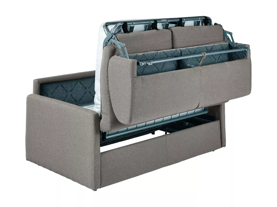 Canapé 4 places convertible express en tissu gris clair - Couchage 160 cm - Matelas 22 cm CALIFE