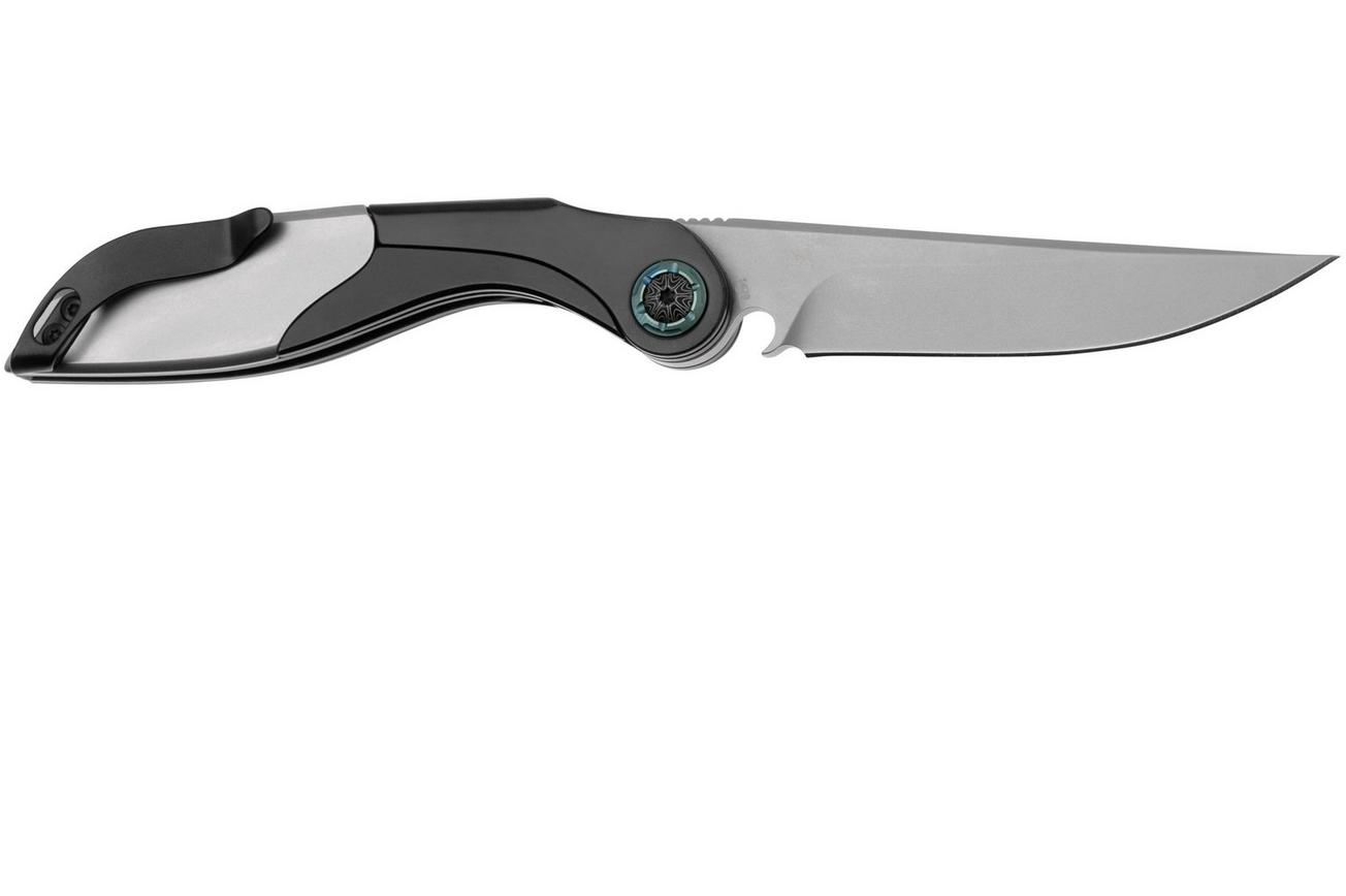 CRKT Fial 5670 Bead Blast 12C27, Black Gray Stainless Steel, zakmes met kurkentrekker, Princeton Wong design