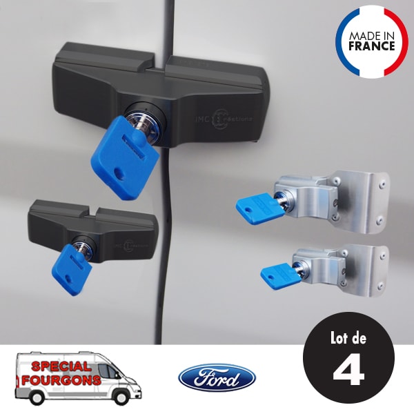 Lot de 4 verrous IMC Noirs et Gris Pack spécial FORD Transit après 2014