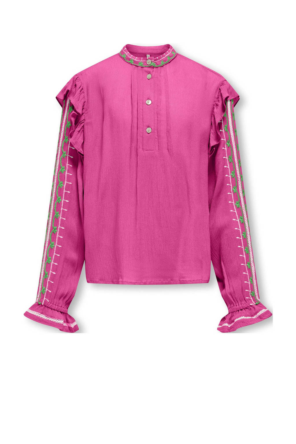ONLY top KOGADA met all over print en borduursels fuchsia