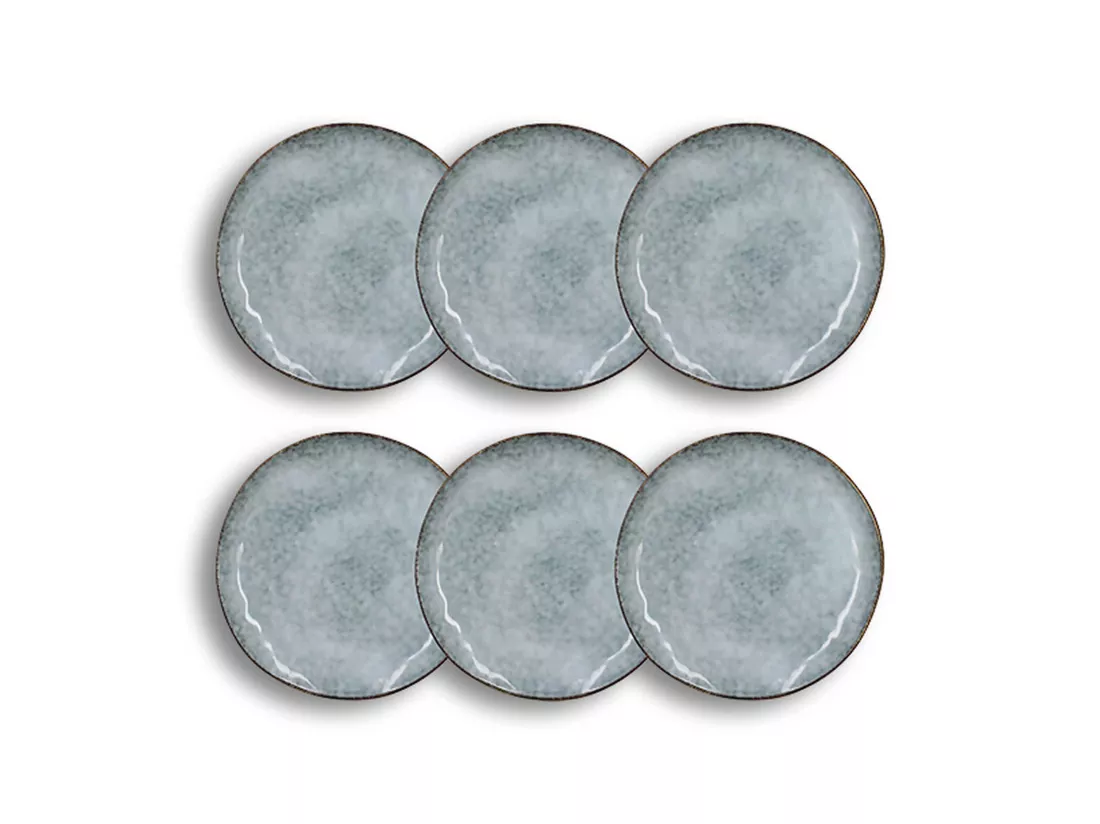 Ogo Living - Lot 6 Assiettes Desserts Aronal 20.5cm En Gres Bleu