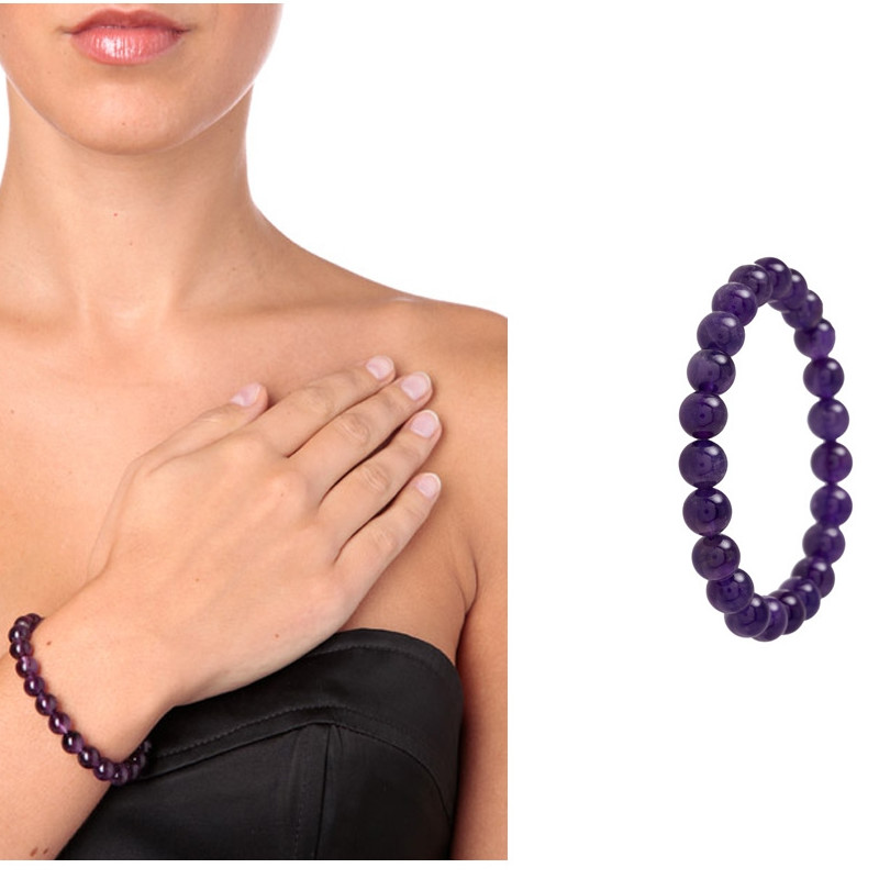 Bracelet Femme Stretch en Perles d'Améthyste Violet