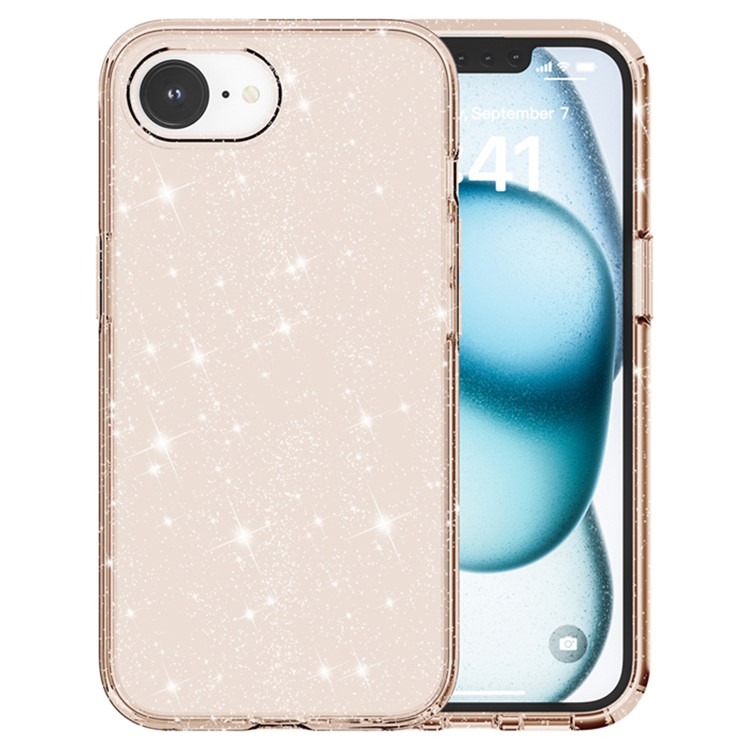 iPhone 16e Hybrid Hardcase Schutzhülle im Glitzer Design - Gold / Transparent