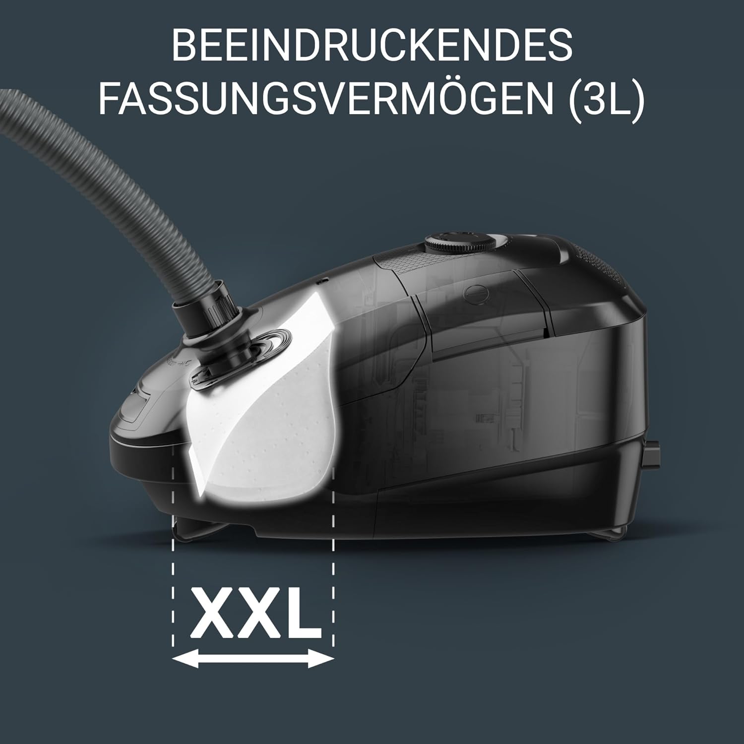 Rowenta Power XXL Bodenstaubsauger mit Beutel - 900 Watt, 4,5 L Staubbeutel, 12 m Aktionsradius, 3-stufige Filterung, inkl. Parkettdüse, 2in1 Fugendüse, Polsterdüse, Petrol-Grau, RO3143