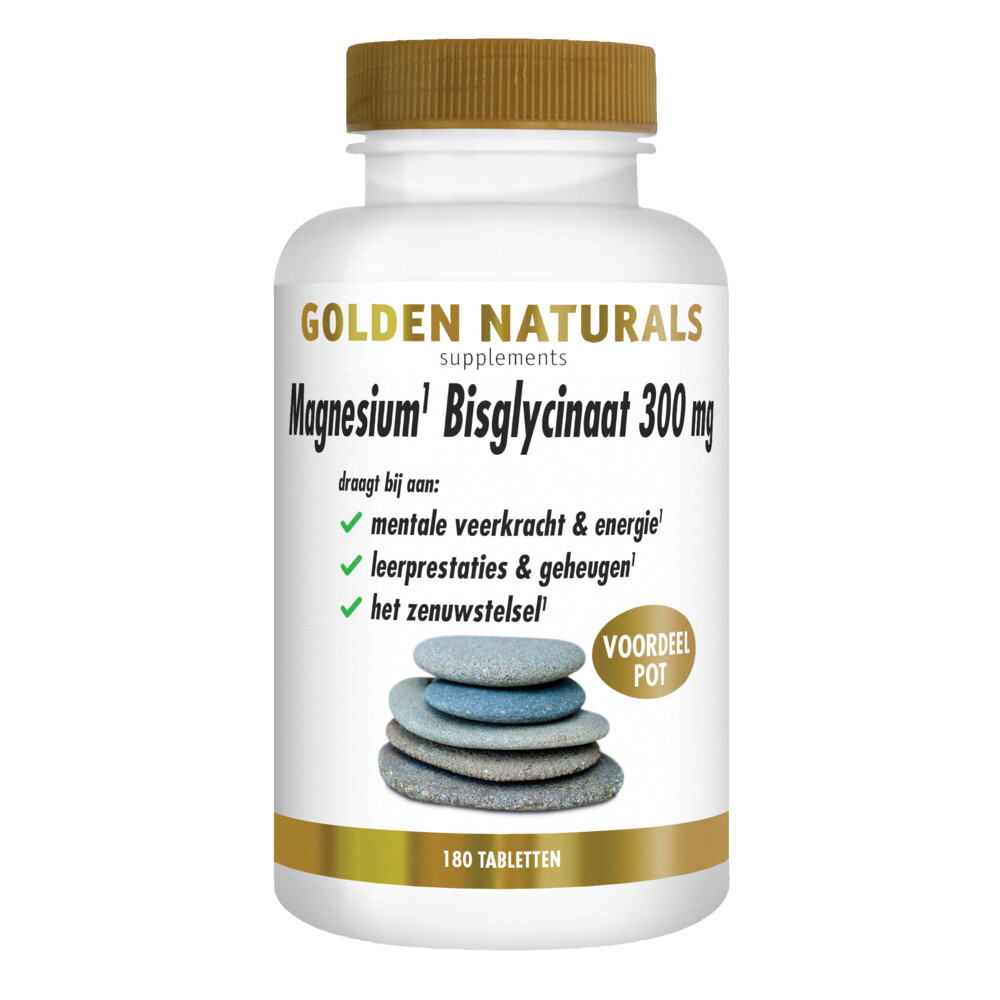 Golden Naturals Magnesium Bisglycinaat 300mg Vegan180 tabletten
