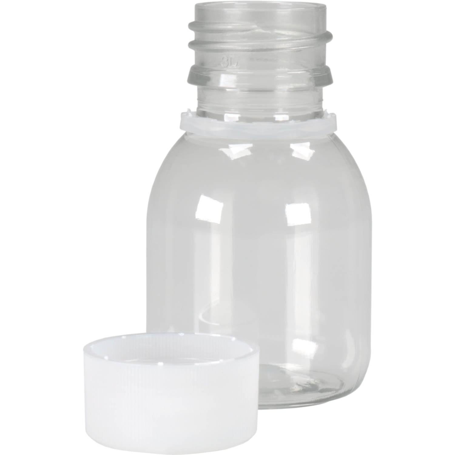 Fles, petfles, Gerecycled PET, met dop, 60ml, transparant