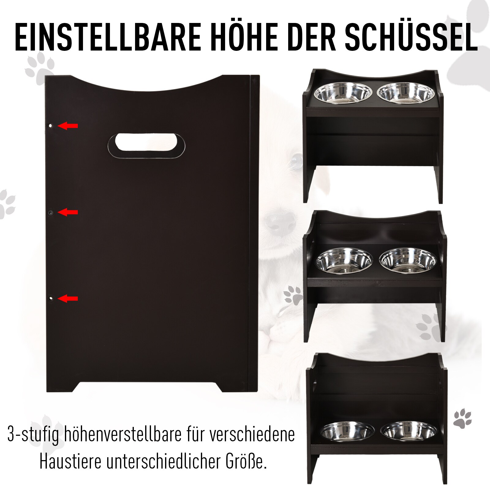 PawHut Futterstation höhenverstellbar dunkelbraun 54 x 31,5 x 47 cm (BxTxH)