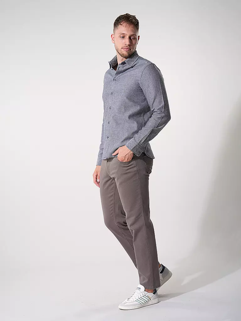KNOWLEDGE COTTON APPAREL Flanellhemd Slim Fit grau