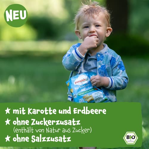 Pumpkin Organics Bio Knusper Wölkchen Karotte und Erdbeere ab 1 Jahr